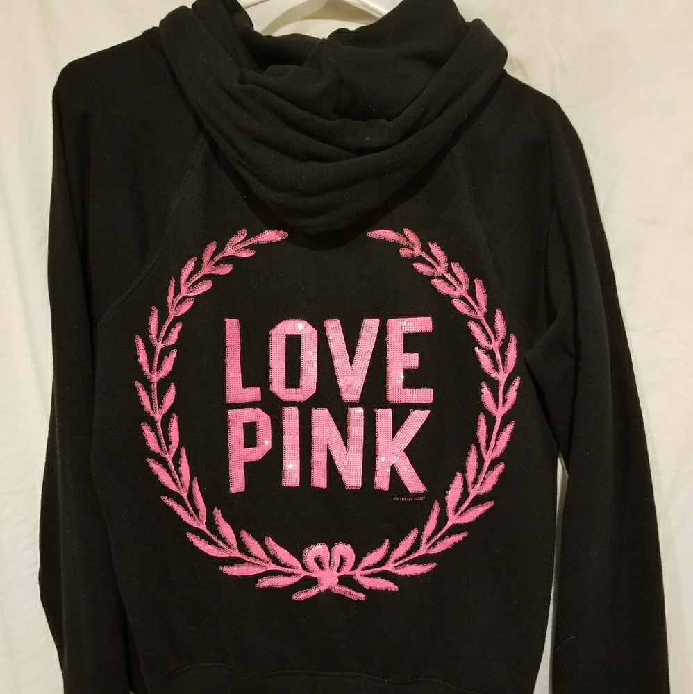 VS PINK Black & Pink Full-Zip Hoodie